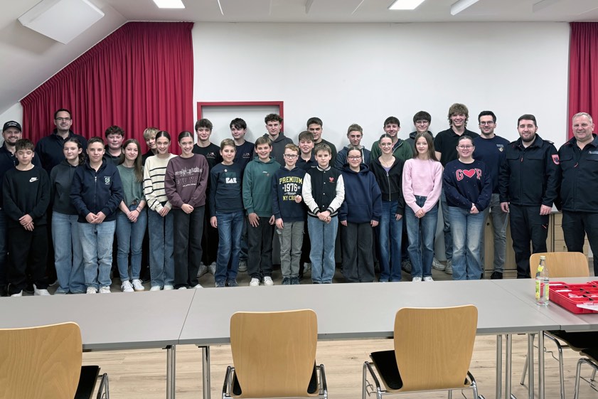 Die erfolgreichen Prüfungs-Teilnehmer mit den Jugendwarten und Prüfern. Foto: Feuerwehr Geisenfeld