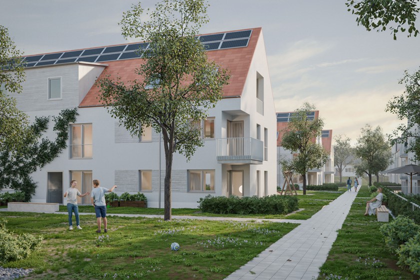 Visualisierung der Wohnanlage. Grafik: Oberbayerische Heimstätte