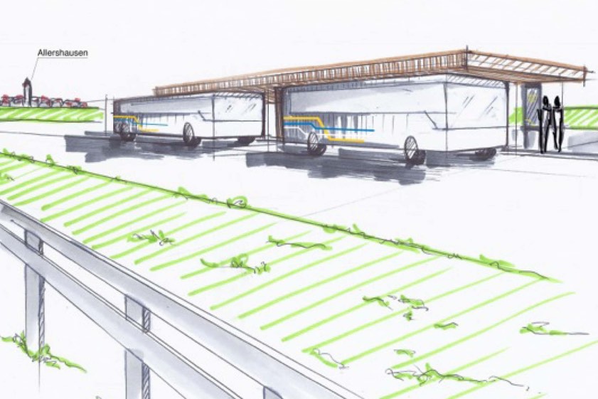 Skizze der Expressbus-Haltestelle an der A9. Grafik: Gemeinde Allershausen